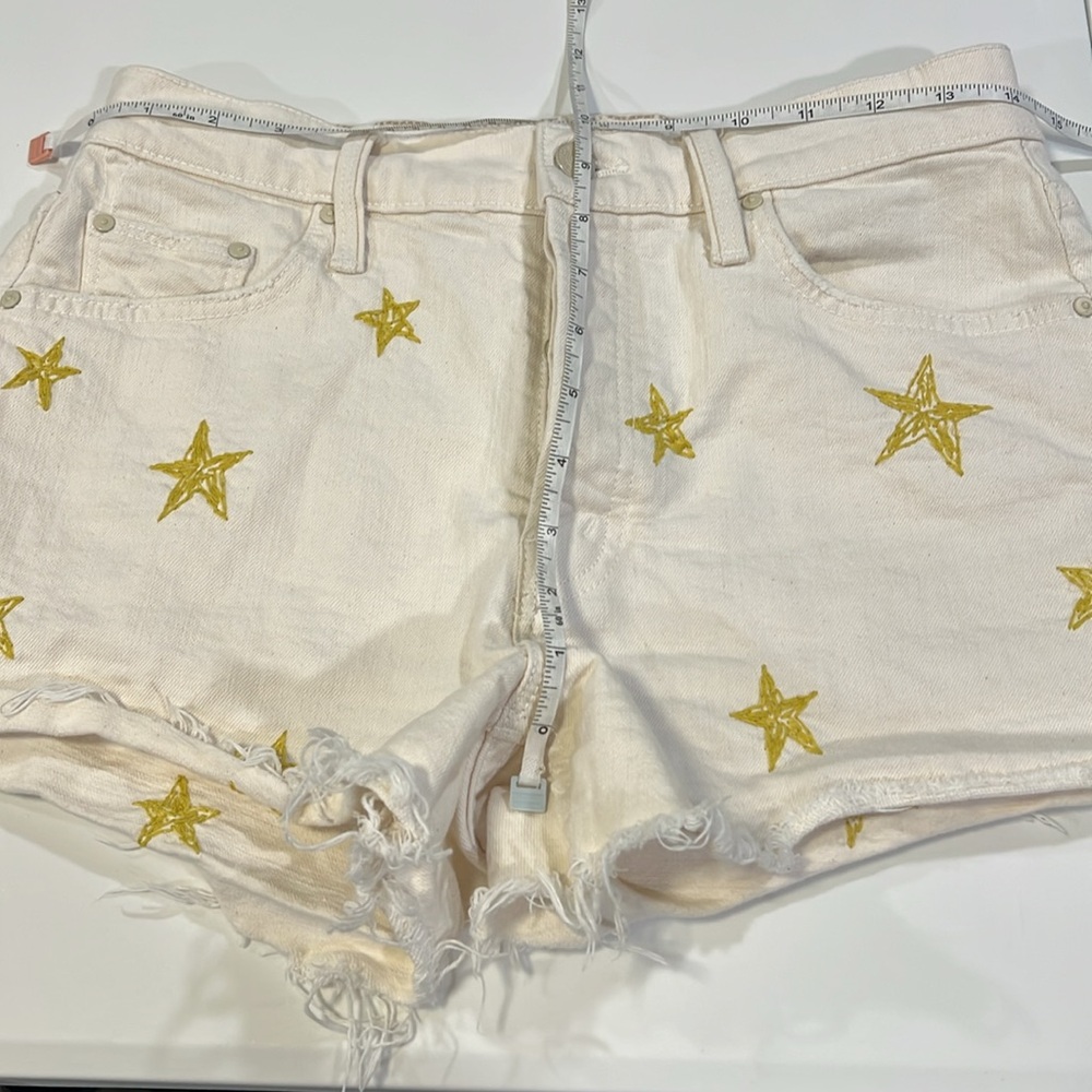 MOTHER - white denim short, 27, Yellow Star‎ Embroidery - Picture 4 of 9